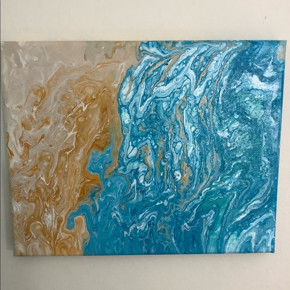 Original Handmade Acrylic Pour Painting- “Beachy”